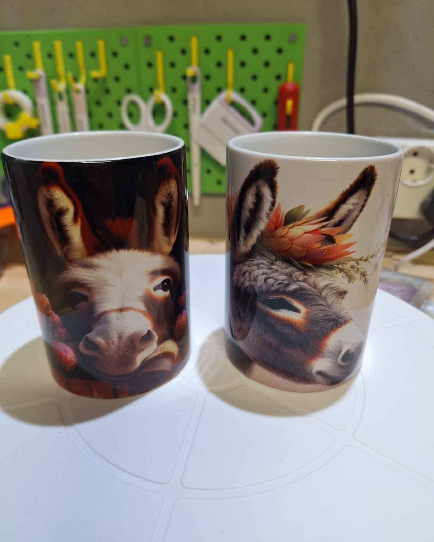 Custom printed mugs with personalized messages and artwork